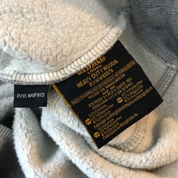 DeWalt Mens Heavy-Duty Gray Hoodie Logo Cotton Blend Fleece Lining L - Picture 6 of 6